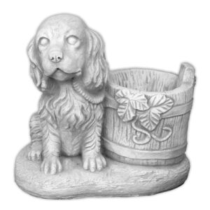 Pies siedzący z doniczką